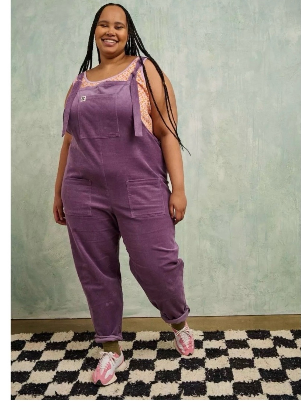Lucy & Yak Original Corduroy Dungarees Overalls Purple Cotton Size US 18L UK 22L - Picture 5 of 13